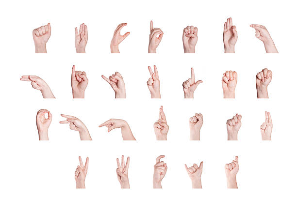 Finger Spelling the Alphabet Finger Spelling the Alphabet in American Sign Language (ASL) alphabetical order photos stock pictures, royalty-free photos & images