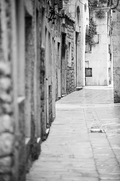 One of the ancient streets in the center downtown of Split (Croatia).