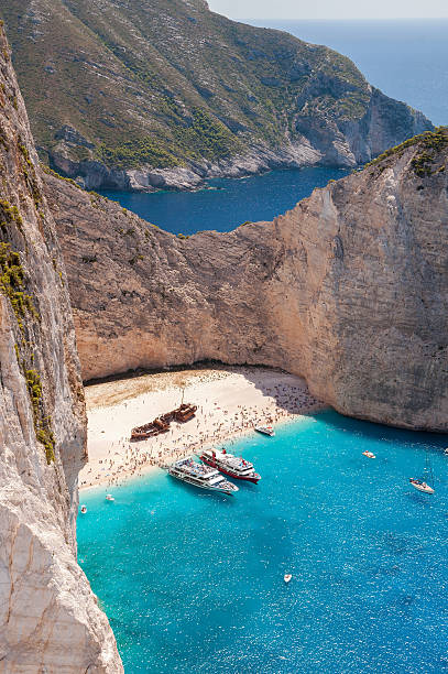 istock Vertical view of crowded Navagio Beach on Zakynthos 505291730