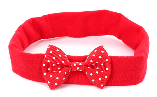 Headband with red dotted hair bow tie