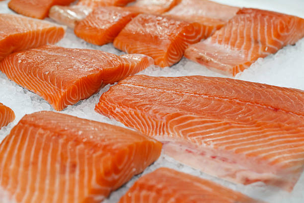 istock Fillet of red fish on ice 505293802