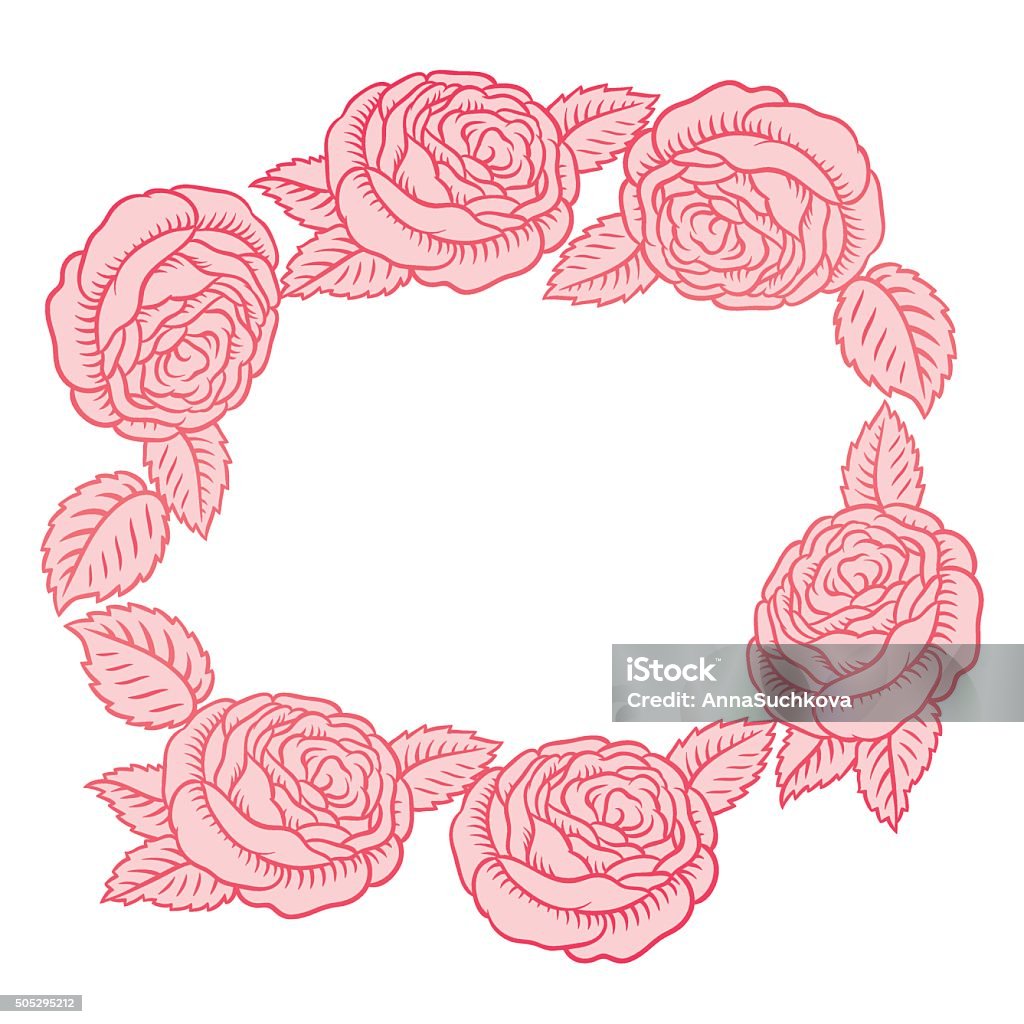 Rounded Roses Design Round Frame Classic Retro Roses Stock Illustration - Download Image Now ...