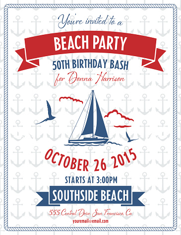 Nautical Theme Beach Party Invitation