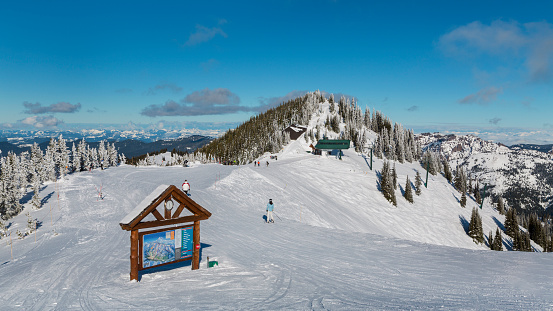 Enumclaw, WA USA - January, 8th 2016. Crystal Mountain Ski resort is one of the most popular in Washington state.