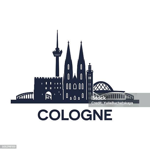 Cologne Skyline Emblem Stock Illustration - Download Image Now - Cologne, Cologne Cathedral, Germany