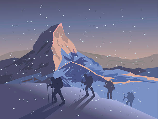 Climbers Climb The Mountain Vector Illustration Stock Illustration -  Download Image Now - Mt. Everest, Teamwork, Mountain Climbing - iStock