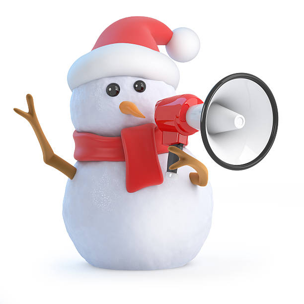 istock 3d Santa snowman with megaphone 505303667