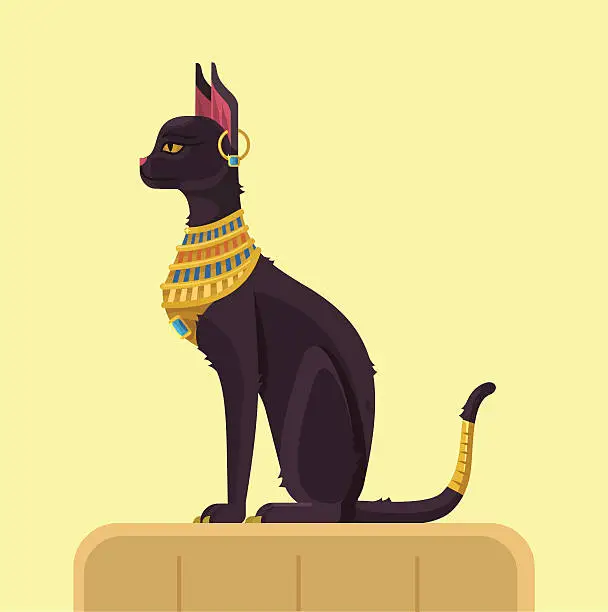 Vector illustration of Egypt cat. Vector flat illustration