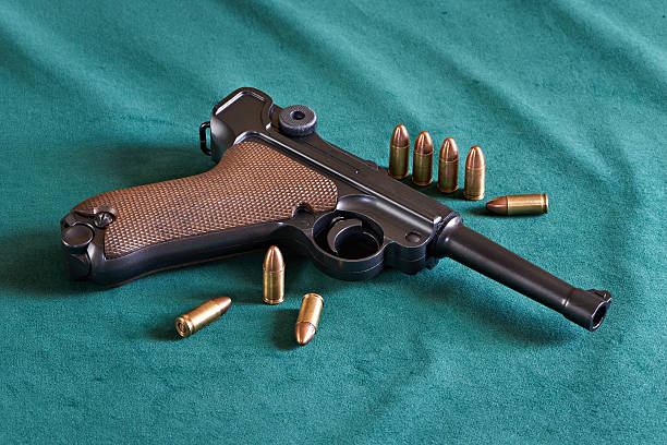 istock German Parabellum pistol with cartridges 505309041