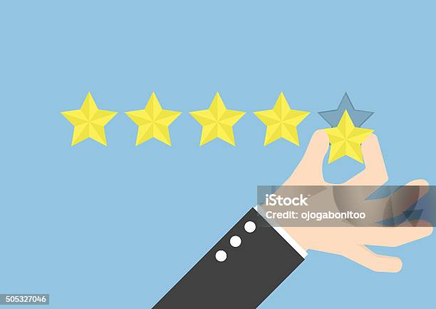 Businessman Hand Giving Five Star Rating Feedback Concept Stock Illustration - Download Image Now