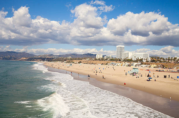 istock Santa Monica beach, mountains and hotels 505327380