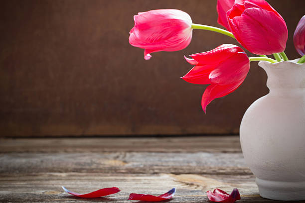 Still life with colorful tulips painting-style, tulipa