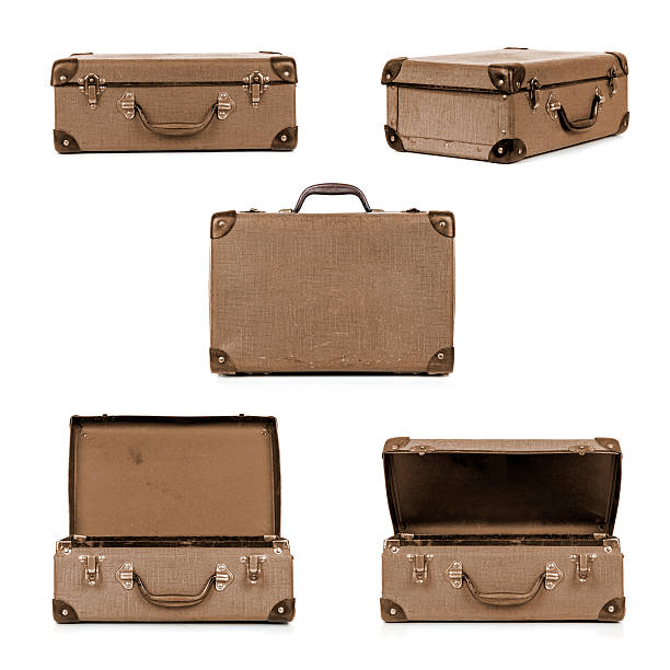 retro-koffer-kollektion - suitcase luggage old fashioned obsolete stock-fotos und bilder