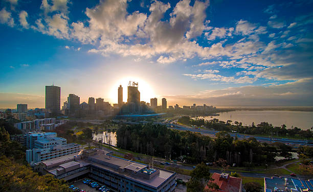 istock Golden Sunrise View of Perth Skyline 505333274