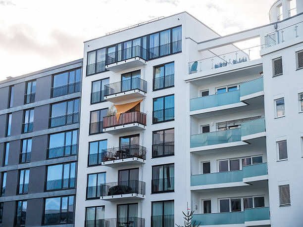 istock Row of Modern Low Rise Apartment Buildings 505333590