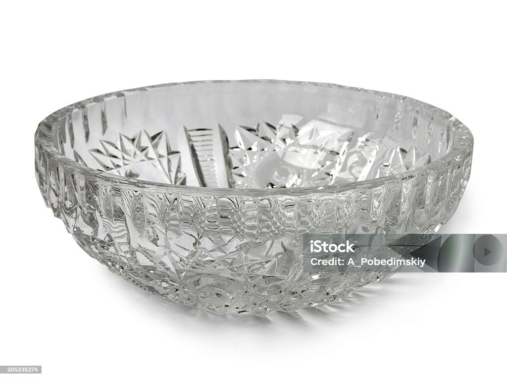 Crystal dish isolated on white background Glass - Material Stock Photo