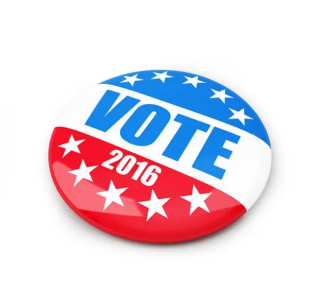 Photo of vote election badge button for 2016