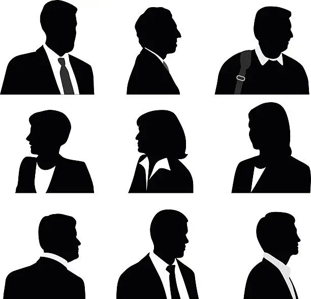 Vector illustration of Business People Silhouette Profile