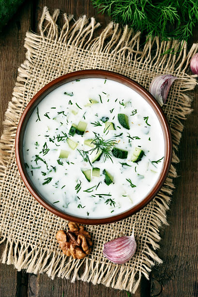 istock Cold soup with yogurt, cucumber and dill 505338768