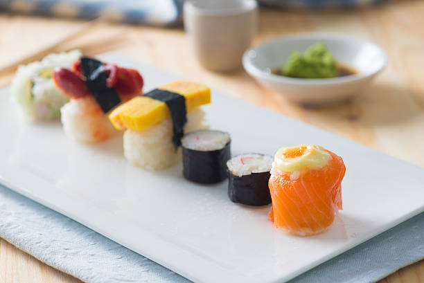 istock Sushi Assortment On a Dish, close up 505339488