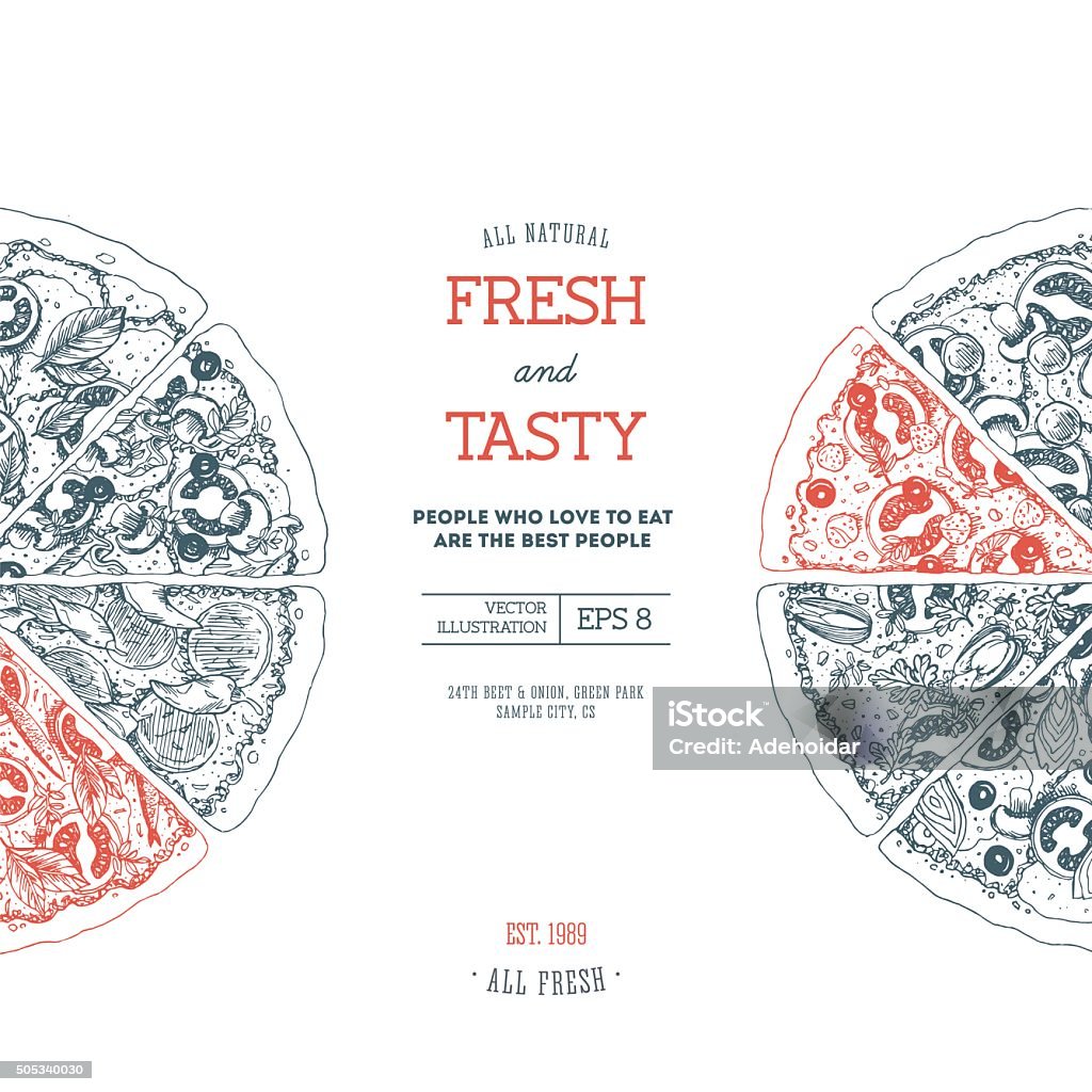 Pizza design template. Vector illustration EPS 8 Pizza stock vector