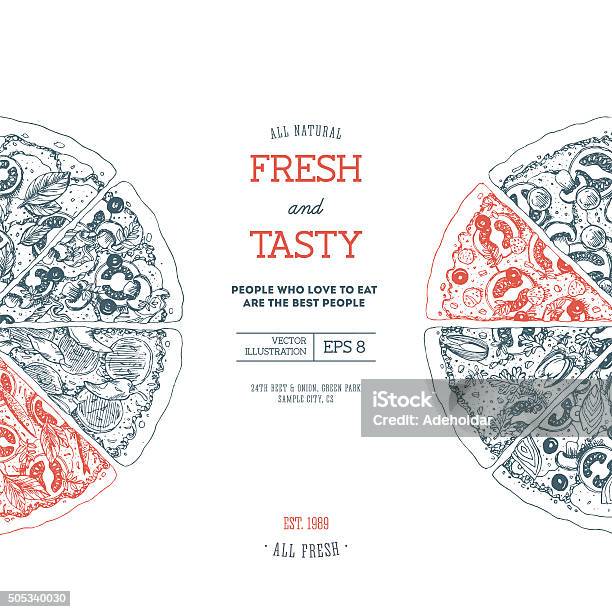 Pizza Design Template Vector Illustration Stock Illustration - Download Image Now - Pizza, Illustration, Design