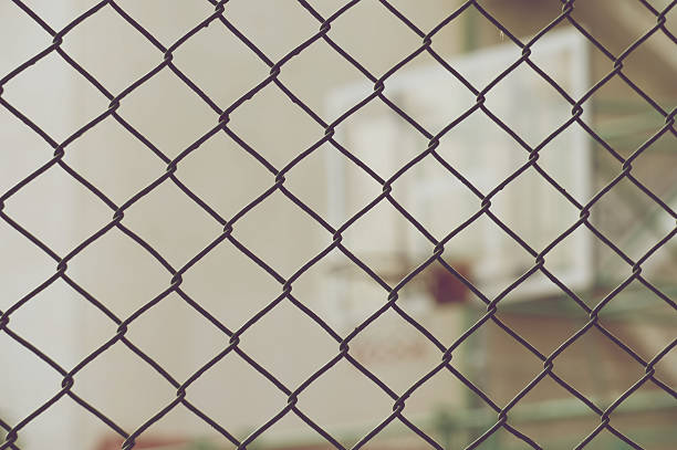 istock Close up net with blur basketball hoop vintage style 505340188
