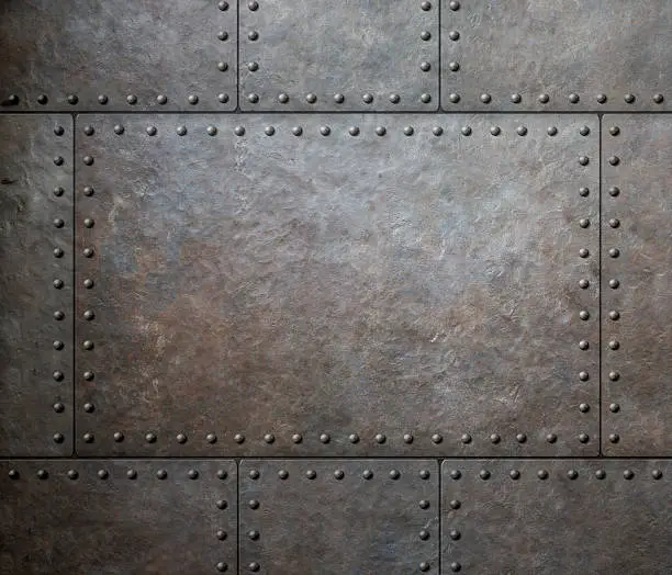 metal texture with rivets as steam punk background 