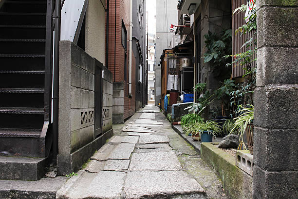 Back alley of Kagurazaka in Tokyo stock photo