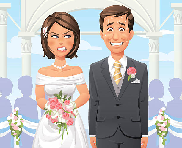 ilustrações, clipart, desenhos animados e ícones de pânico noivo na cerimônia de casamento ao ar livre - wedding reception illustrations