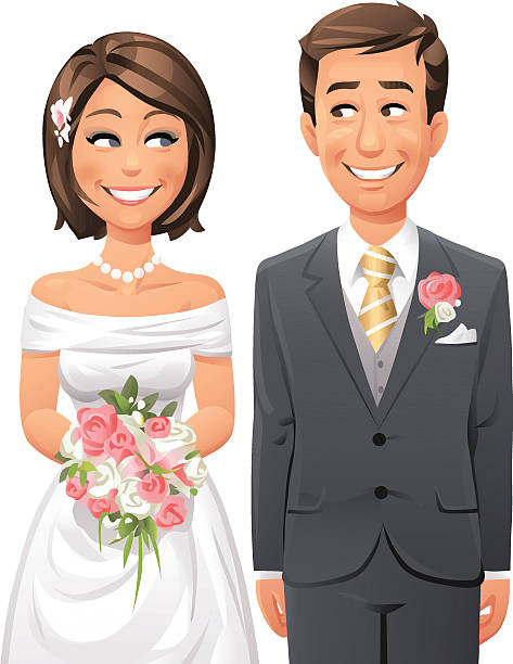 braut und bräutigam - bride women wedding flower stock-grafiken, -clipart, -cartoons und -symbole