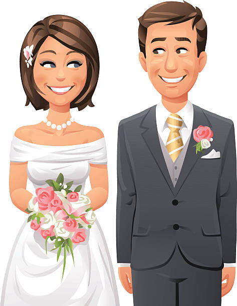 ilustrações, clipart, desenhos animados e ícones de noiva e noivo - bride women wedding flower