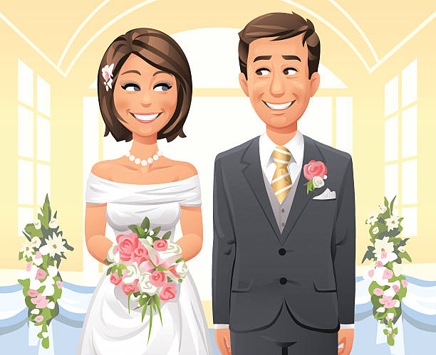 ilustrações de stock, clip art, desenhos animados e ícones de cerimónia de casamento - church wedding