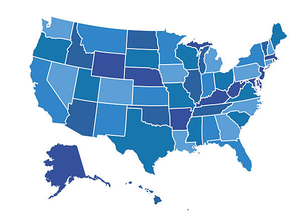 mapa usa - map cartography washington dc tennessee stock illustrations