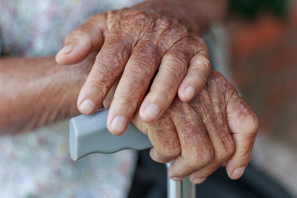 istock Closeup old hand with crutch 505342468