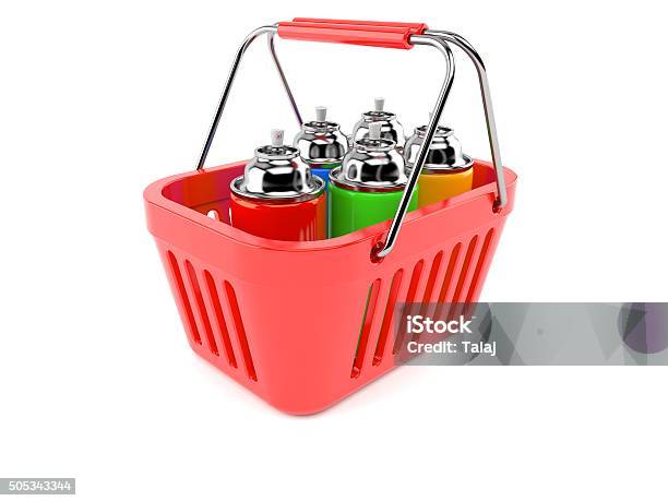 Spray Cans Stock Photo - Download Image Now - Aerosol Can, Basket, Business Finance and Industry