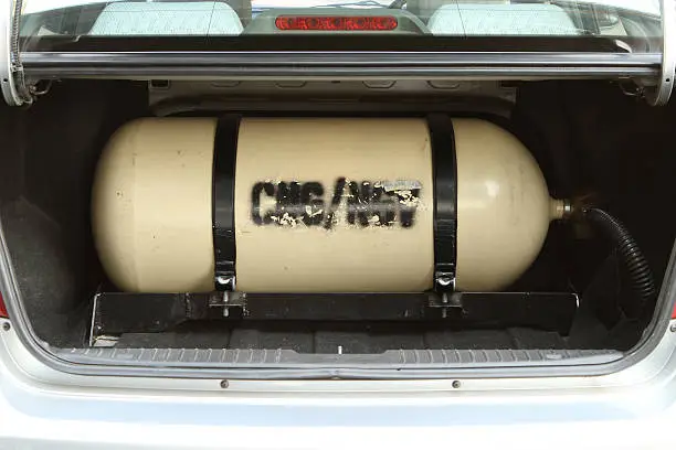 CNG NGV gas storage tank for alternative fuel on a car