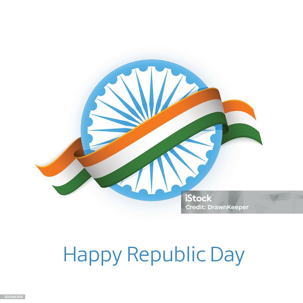 Happy Republic Day Indian Flag On Ashoka Wheel Stock Illustration ...