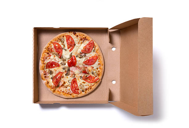 a deliciosa pizza de presunto - carton horizontal portion part of - fotografias e filmes do acervo