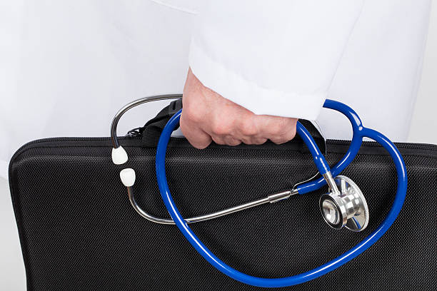 Doctor With Bag and Stethoscope stock photo