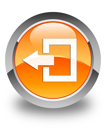 Logout icon glossy orange round button