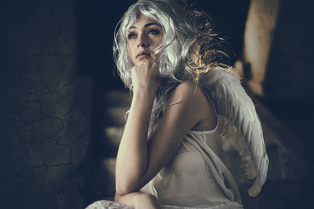 istock Young pensive angel looking away. 505368644