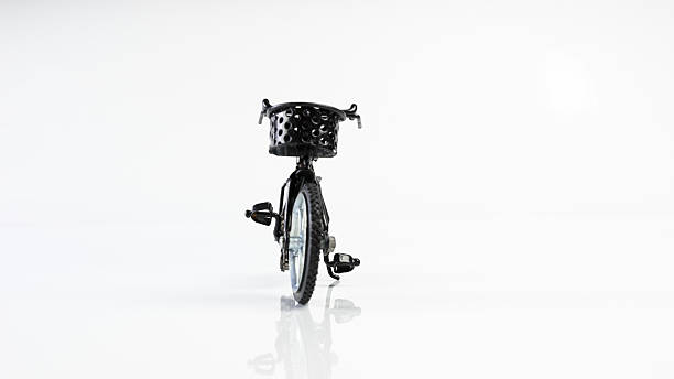 istock Black metal color classic bicycle model with front basket 505369362
