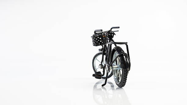 istock Black metal color classic bicycle model with front basket 505369536