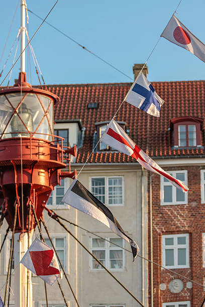 istock Colorful flags on old sailing boat 505369641