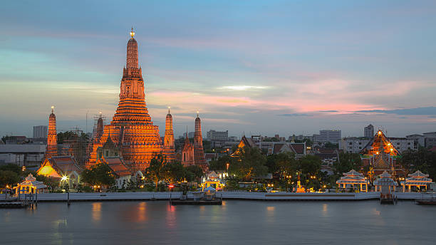 istock Sunset at Pra Prang of Wat Arun Temple 505371265