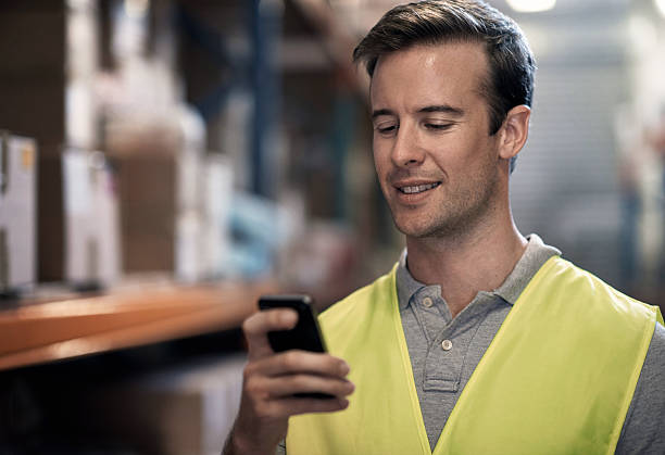 istock Receiving a confirmation text of the incoming shipment 505372012