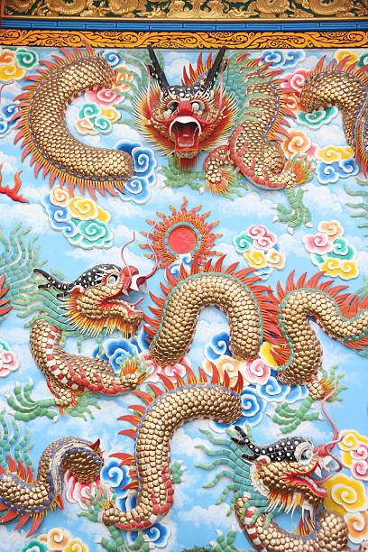 istock Dragon sculpture on wall in Chinese temple. 505372605