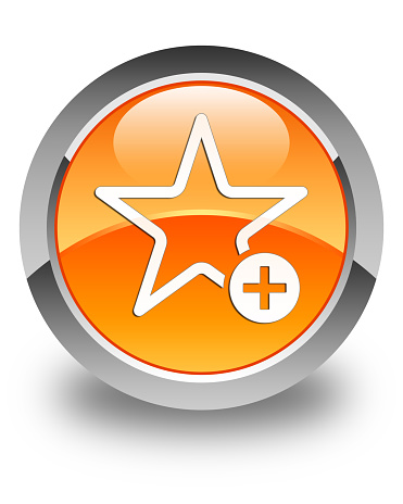 Add to favorite icon glossy orange round button