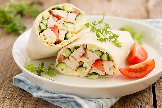 Chicken wraps with vegetables